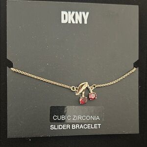 DKNY Red Cherry Bracelet - Gold Tone with Cubic Zirconia